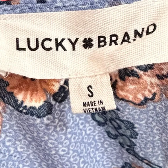 Lucky brand -Blue Floral Tiered Long Sleeve Dress with Belt - Picture 5 of 5